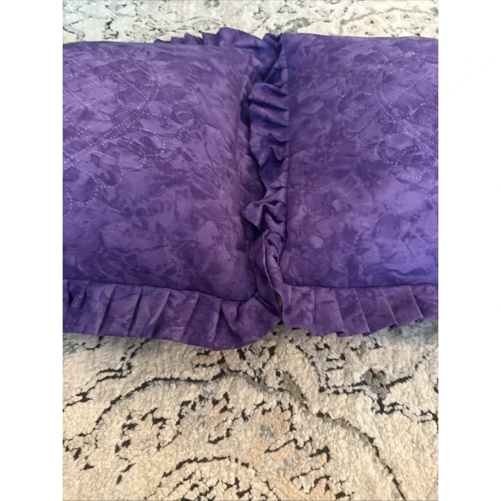 Set Of Two Purple Quilted Ruffled Pillows With Removable Covers Homemade 17x17
